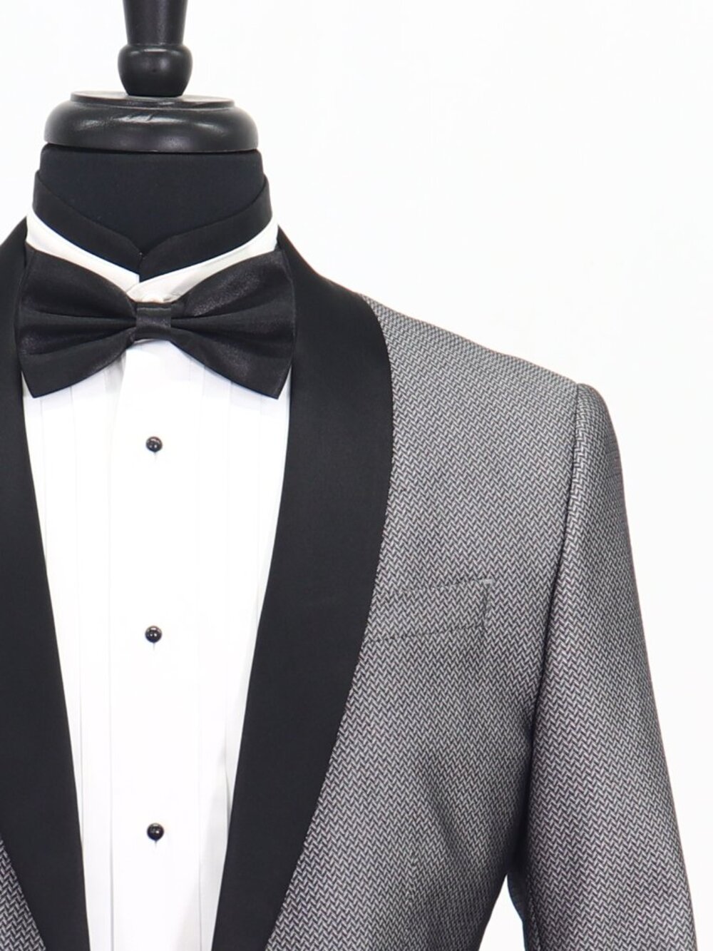 J. Ferrar 38R Gray Blazer Sport Coat Tuxedo Jacket 1-Button Herringbone Y954 - Picture 5 of 11